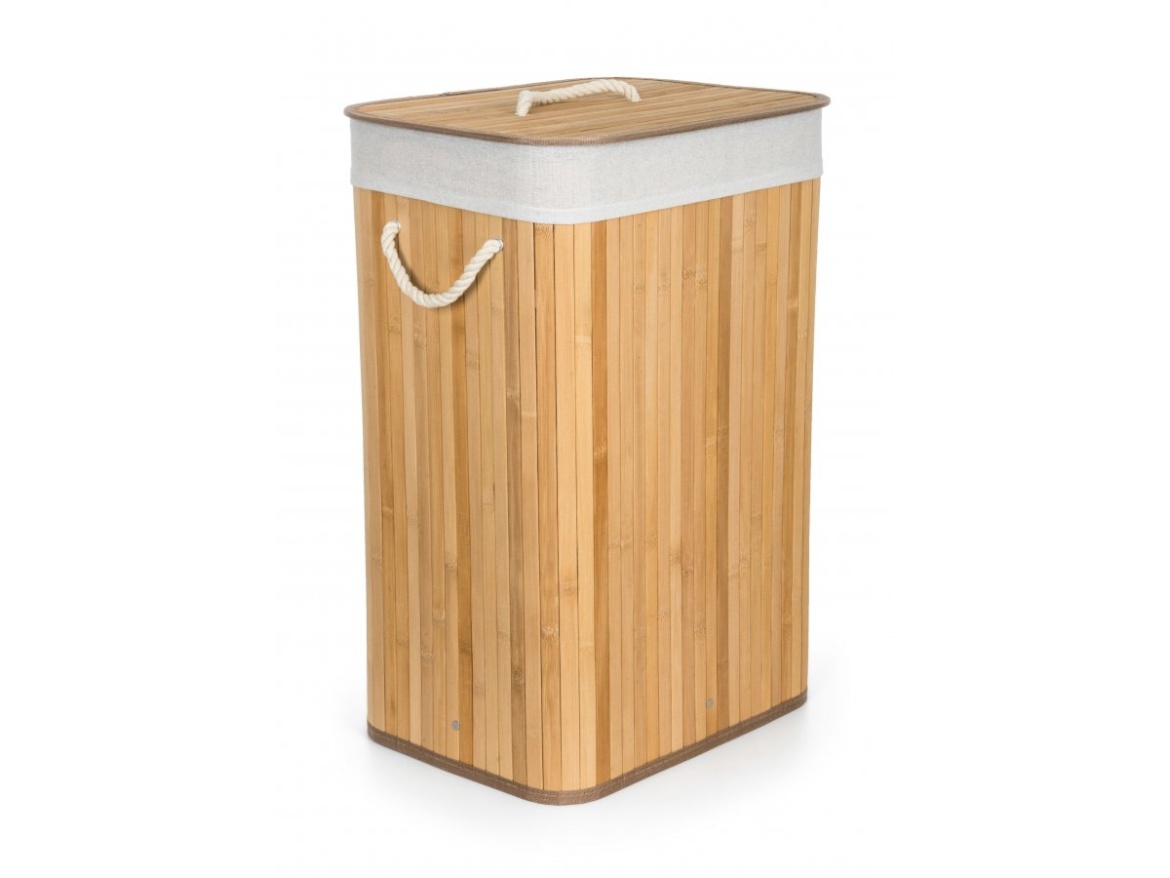 G21 Koš na prádlo  72 l, bambusový s bílým košem