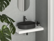 Ravak Umývadlo Ceramic Slim Shelf O 55, s otvorom pre batériu, s prepadom, biela matná