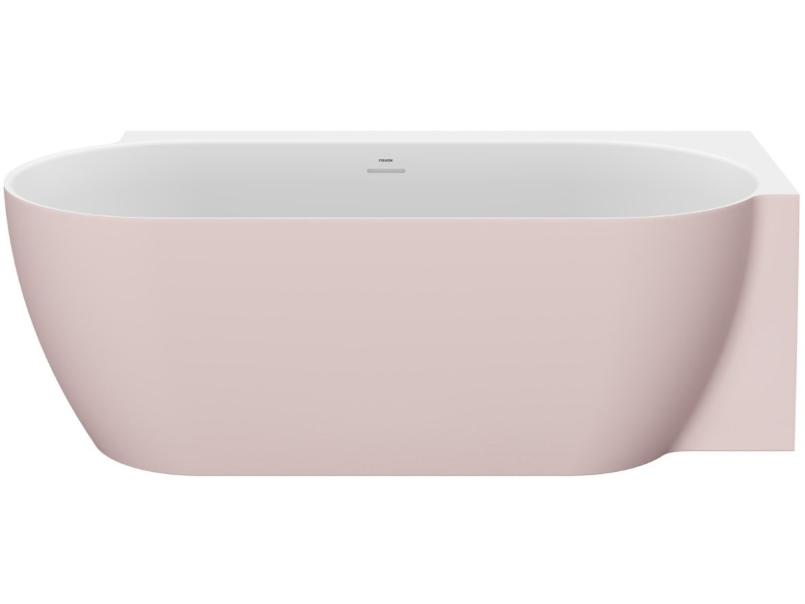 Ravak Vana Freedom Corner II Tec 175x86 P, volně stojící, Alabaster Pink/bílá, krytka odtoku bílá/černá/chrom