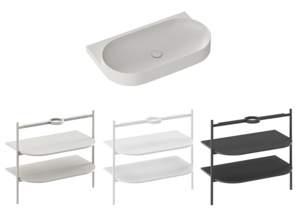 Ravak Umyvadlo Yard 80, s otvorem pro baterii, bez přepadu, Smoke Grey