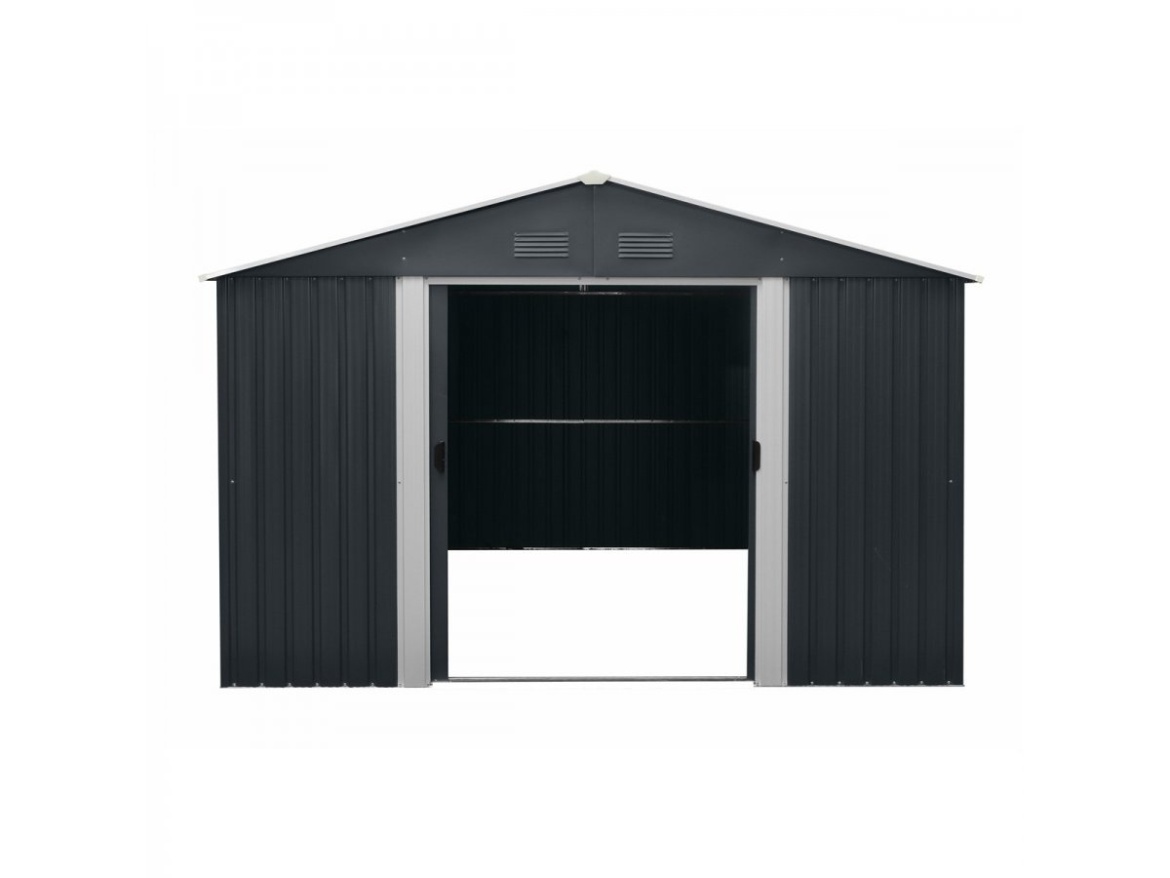 Zahradní domek kovový 3 x 3,7 m se sedlovou střechou antracit Riwall PRO RMSA 12x10 Anthracite