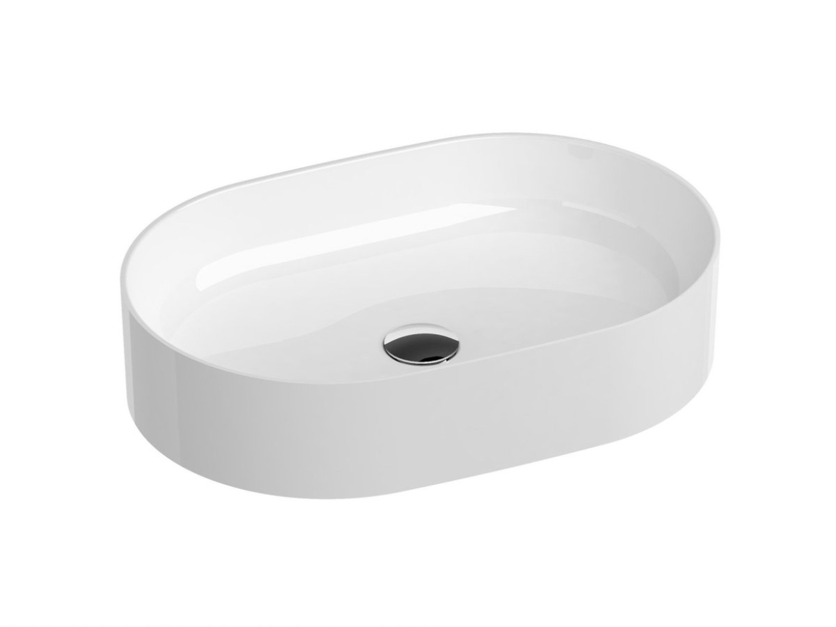 Ravak Umývadlo Ceramic Slim O 55, bez otvoru pre batériu, bez prepadu, biela