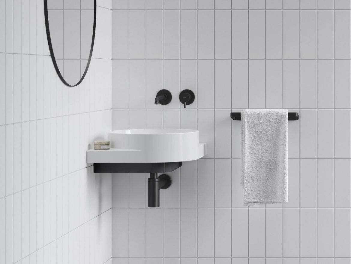 Ravak Umyvadlo Yard 45 C, bez otvoru pro baterii, bez přepadu, černá matná