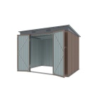 Zahradní domek kovový 2,4 x 1,8 m s pultovou střechou hnědý Riwall PRO RMSP 6x8 Brown