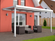 Hliníková pergola - číry/biela konštrukcia Gutta Terrassendach Premium