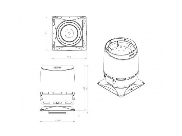 Vilpe Střešní ventilátor ECO 200S Flow XL + montážní deska 400x400 mm