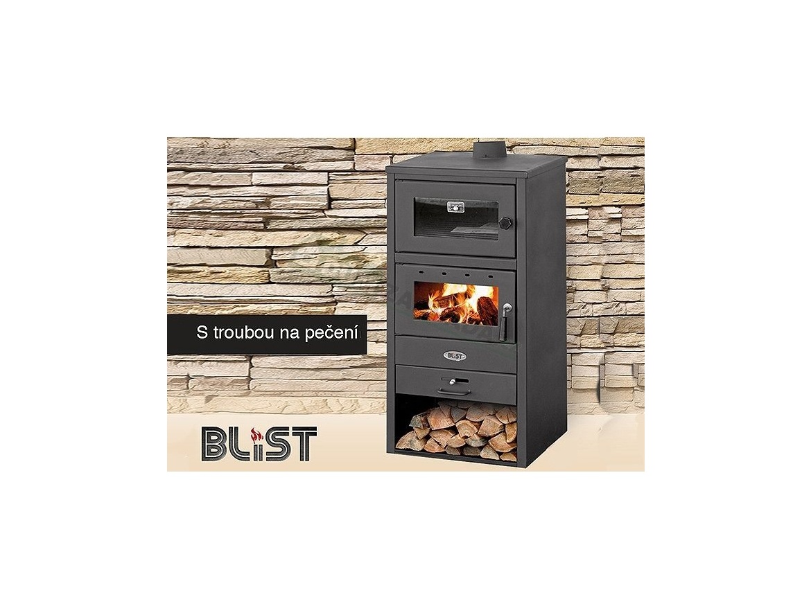 Blist Krbová kamna Blist BR - 12 kW s troubou na pečení (NAPOLI) + příslušenství