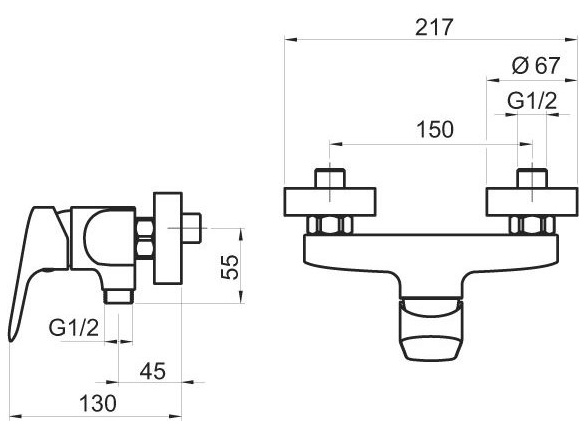 Novaservis Sprchová baterie TITANIA PURE, 150 mm, chrom, nástěnná, bez příslušenství,  90361/1,0