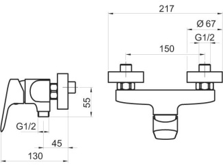 Vodovodné batérie – Novaservis Sprchová baterie TITANIA PURE, 150 mm, chrom, nástěnná, bez příslušenství, 90361/1,0