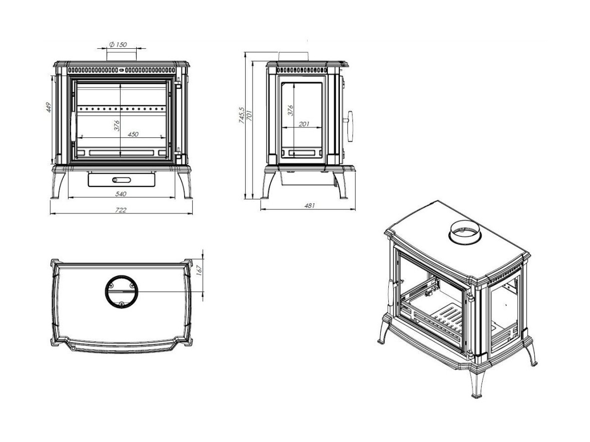 Öntöttvas kandalló kályha NORDflam Brema Eko 11 kW