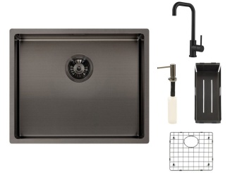 Reginox konyhai mosogatók –  Reginox SET Miami 500 Gun metal + baterie Crystal + příslušenství tmavě šedá