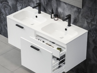 Sanitárna keramika –  Ravak Dvojumývadlo Chrome Slim 120, s otvormi pre batérie, s prepadom