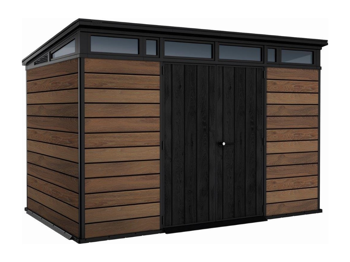 Plastový záhradný domček Keter Signature 11x7 Walnut, s podlahou