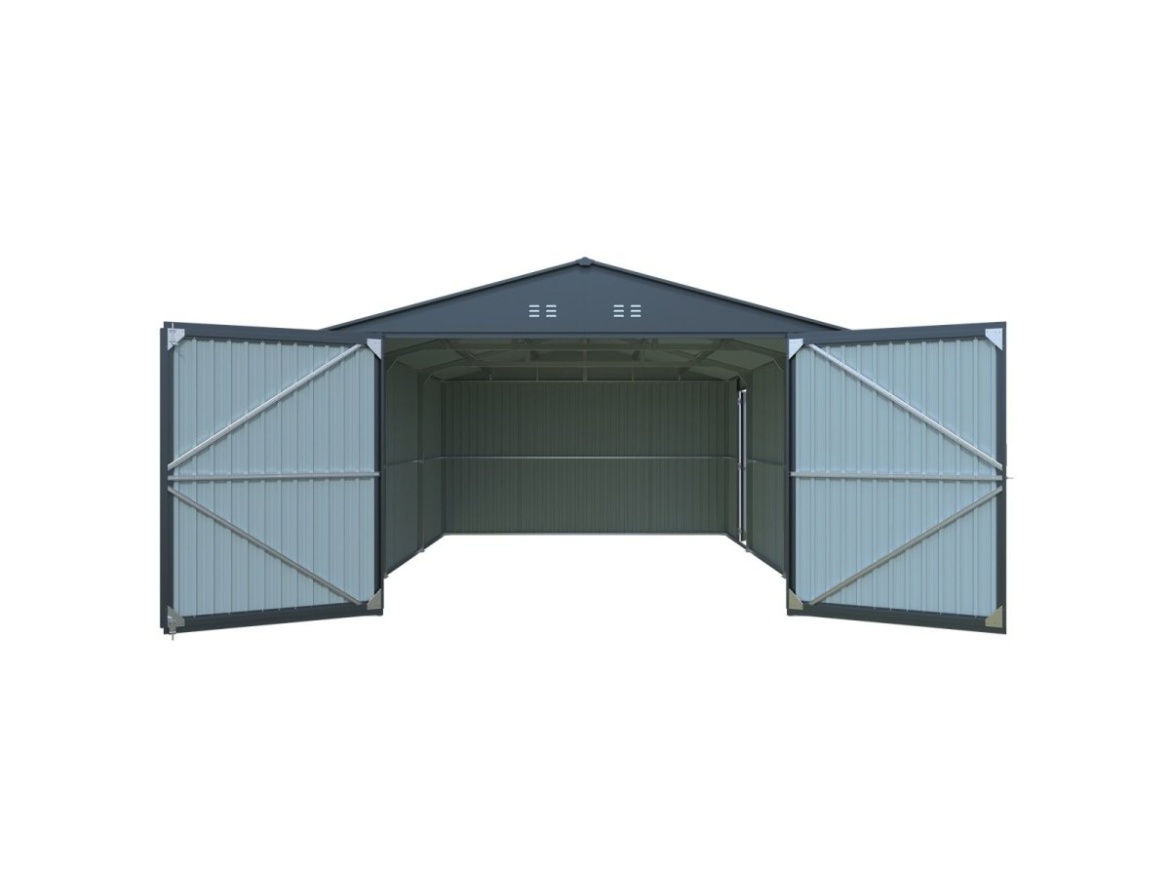 Kovová garáž 3,8 x 6 m se sedlovou střechou Antracit Riwall PRO RMCG 20x13 Anthracite