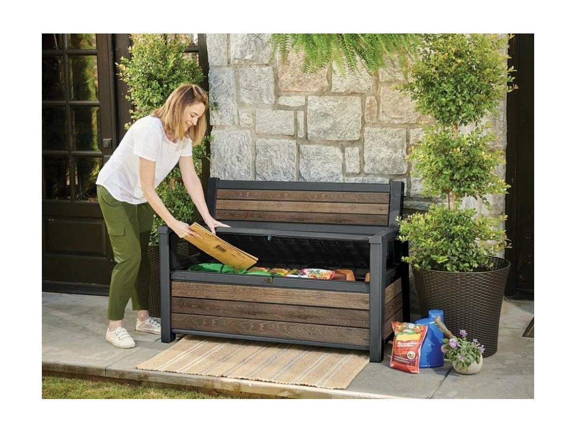 Keter Zahradní lavice Keter Deco Bench 227L - 133x61x89 cm - walnut / antracit