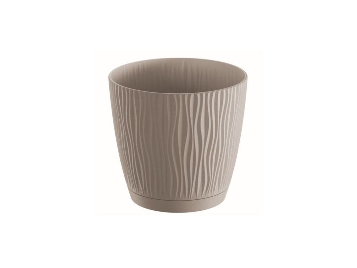 Prosperplast Květináč SANDY s miskou 18,8 cm - šedý kámen