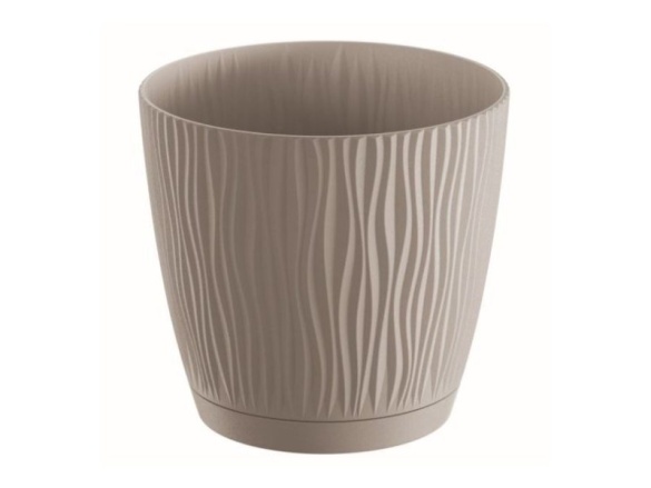 Prosperplast Květináč SANDY s miskou 18,8 cm - šedý kámen