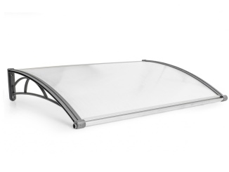 Oblé –  Vchodová stříška Valtellina šedá / čirá, 120 x 82 cm