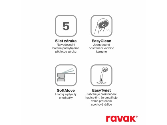 Ravak CR II 080.20BL.RB07A Vaňová batéria do podlahy pre R-box, so sprchovým setom, čierna