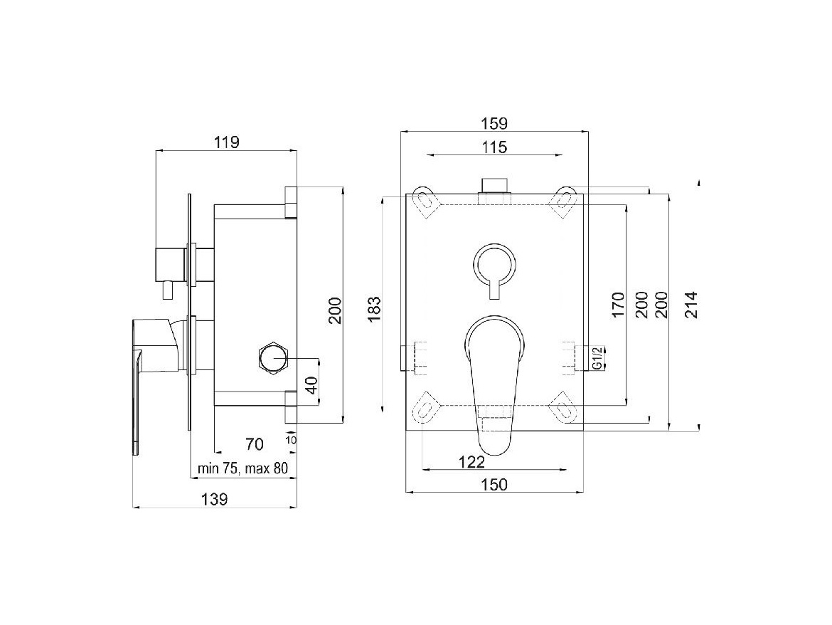 Novaservis Vanová baterie Titania Smart, chrom, podomítková, bez příslušenství,  BOX98051R,0