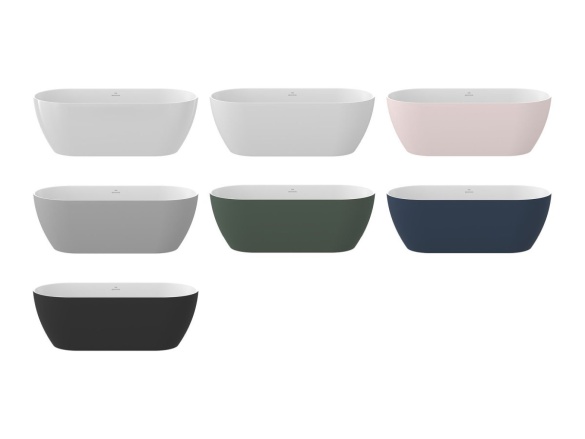 Ravak Vana Freedom O Tec 170x77 volně stojící, Alabaster Pink/bílá, krytka odtoku bílá/černá/chrom