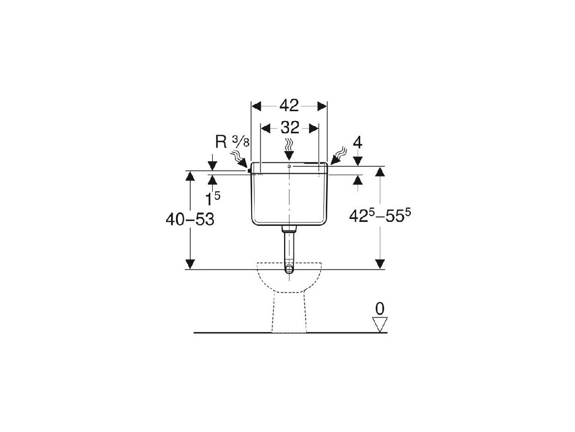 Geberit Nádržka ke klozetu AP112, boční nebo vzadu uprostřed napouštění,  136.230.11.1