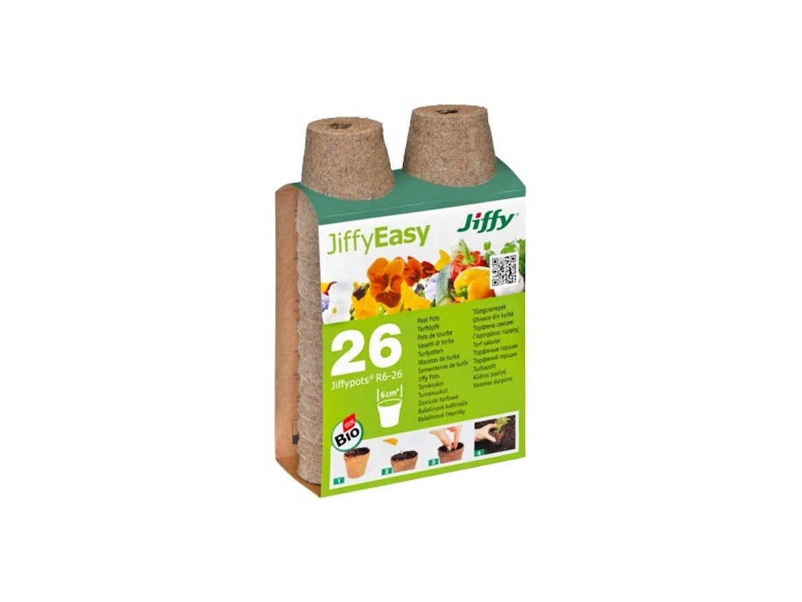 Jiffy Rašelinový květináč Jiffypot® R6-26, 6 cm - balení 26 kusů