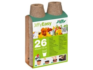 Növekedési kellékek –  Jiffy Rašelinový květináč Jiffypot® R6-26, 6 cm - balení 26 kusů