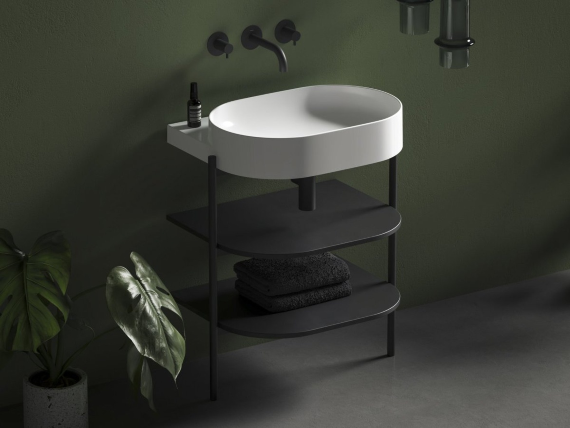 Ravak Umyvadlo Yard 60, bez otvoru pro baterii, bez přepadu, Smoke Grey