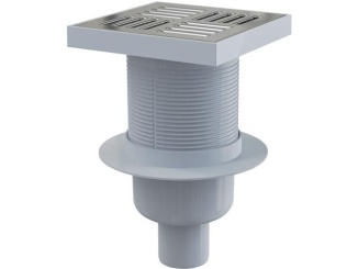 Alcadrain –  Alcadrain Podlahová vpusť 150 x 150, mřížka nerez, spodní odtok d 50 mm,  APV6411