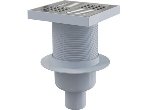 Alcadrain Podlahová vpusť 150 x 150, mřížka nerez, spodní odtok d 50 mm,  APV6411