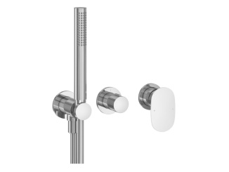 Vodovodní baterie –  Ravak SG 065.10WHM.O2.+S Podomietková batéria 2-cestná s telesom, so sprchovým setom, biela matná