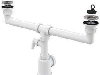 Szaniterberendezések –  Alcadrain Dřezový sifon A449P s výpustí 70 mm, odpad 40/50 mm, s přípojkou,  A449P-DN50/40