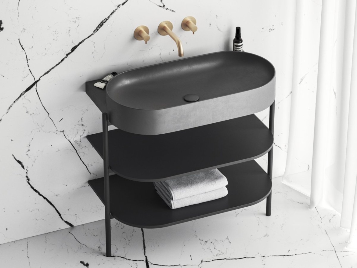 Ravak Umývadlová pileta pevná keramická Flat, Smoke Grey