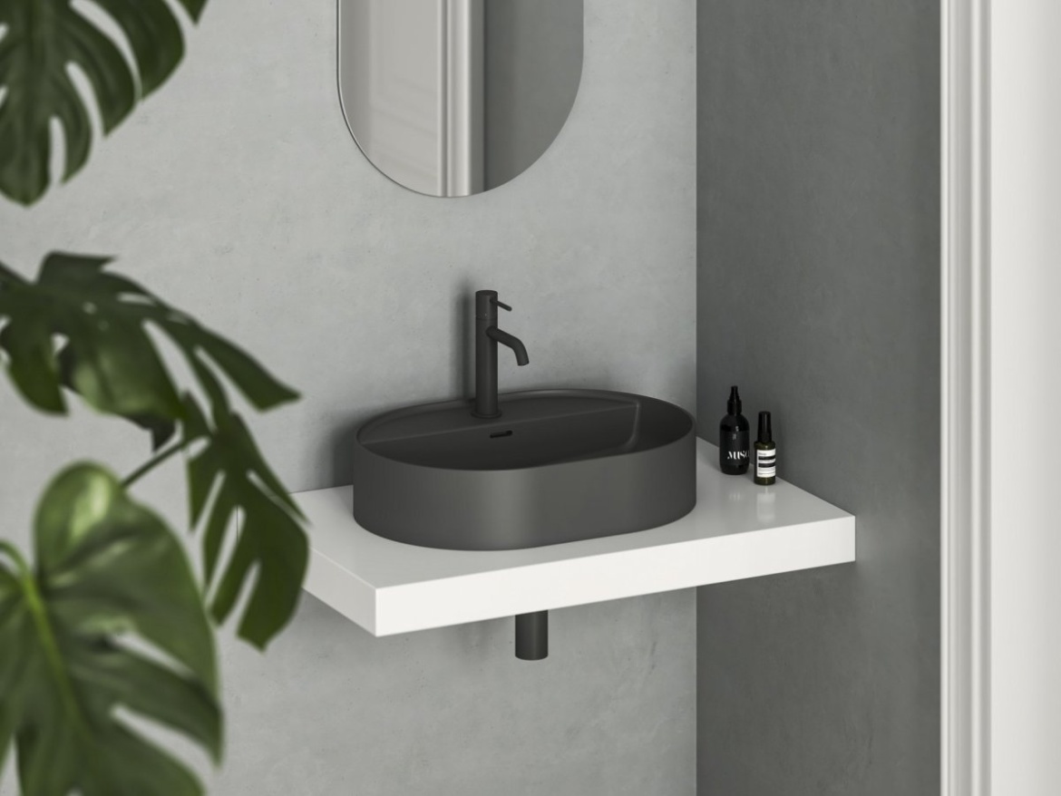 Ravak Umývadlo Ceramic Slim Shelf O 55, s otvorom pre batériu, s prepadom, biela matná