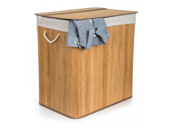G21 Koš na prádlo  150 l s rozdělovači, bambusový s bílým košem