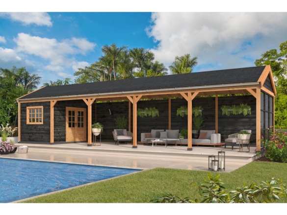 Wood satteldach Göteborg, typ 4 (schwarz gesprühte Wände)