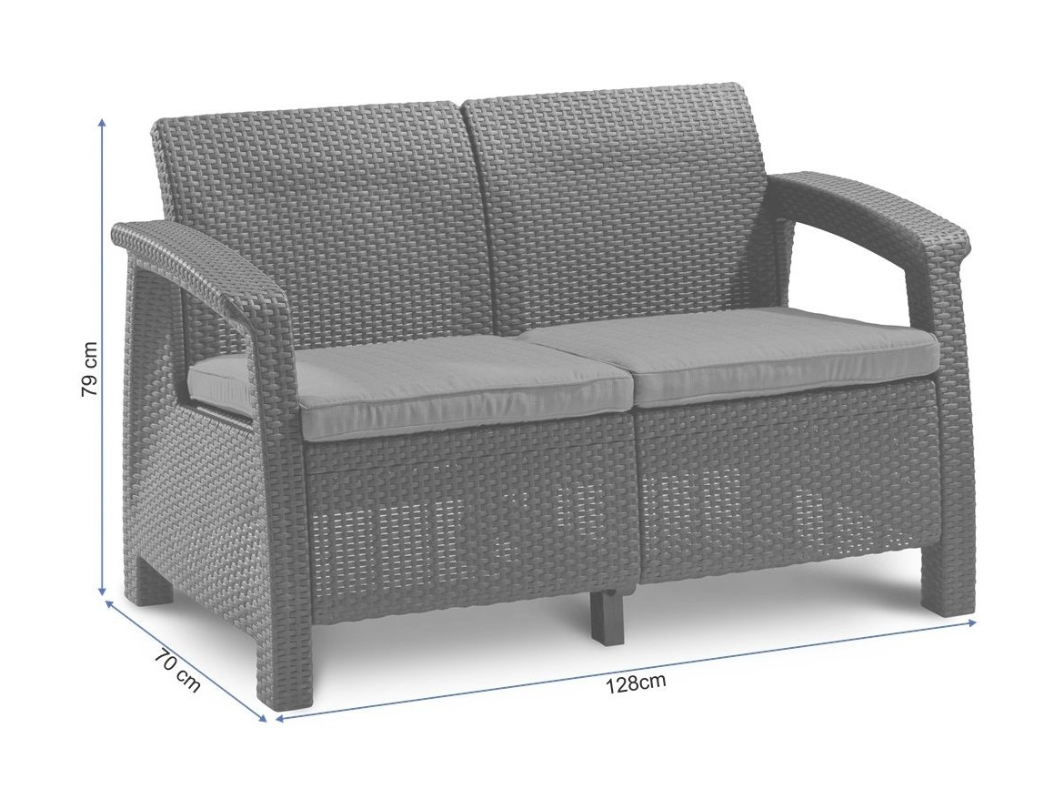 Keter Zahradní pohovka Allibert Corfu Love Seat - 128 x 70 x 79cm - hnědá / béžová