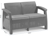 Keter Zahradní pohovka Allibert Corfu Love Seat - 128 x 70 x 79cm - hnědá / béžová