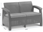 Keter Zahradní pohovka Allibert Corfu Love Seat - 128 x 70 x 79cm - hnědá / béžová