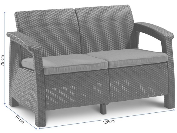 Keter Zahradní pohovka Allibert Corfu Love Seat - 128 x 70 x 79cm - hnědá / béžová