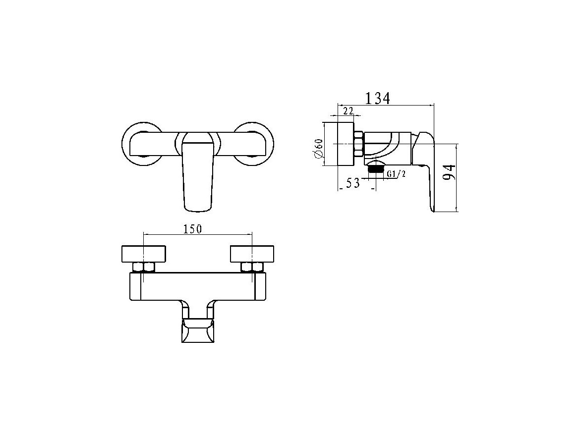 Novaservis Sprchová baterie Nobless Tina 150 mm, bílá/chrom, nástěnná, bez příslušenství,  38061/1,1