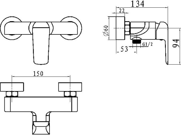 Novaservis Sprchová baterie Nobless Tina 150 mm, bílá/chrom, nástěnná, bez příslušenství,  38061/1,1