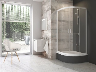 Štvrťkruhové –  Ravak BLCP4 Sabina 80x80, biela+grape