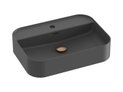 Ravak Umyvadlo Ceramic Slim Shelf R 55, s otvorem pro baterii, s přepadem, antracit