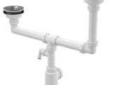 Alcadrain Dřezový sifon A454P s výpustí 115 mm, odpad 40/50 mm, s přípojkou,  A454P