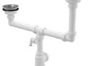 Alcadrain Dřezový sifon A454P s výpustí 115 mm, odpad 40/50 mm, s přípojkou,  A454P