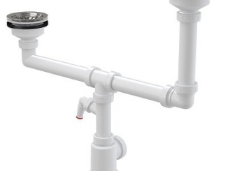 Kuchyňské dřezy –  Alcadrain Dřezový sifon A454P s výpustí 115 mm, odpad 40/50 mm, s přípojkou,  A454P