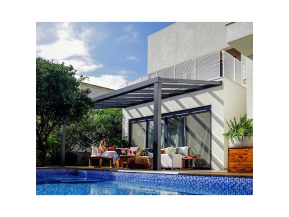 Luxusní hliníková (montovaná) pergola Palram - Canopia Stockholm 3,4 x 5,2 antracit