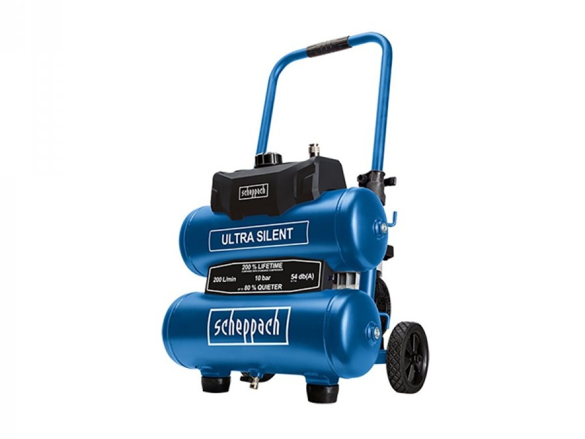 Ultra tichý bezolejový dvouválcový kompresor 20 l Scheppach HC 20 Si Twin